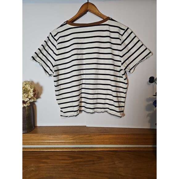 Pendleton Women's White Blue Brown Short Sleeve Top Shirt L - Picture 4 of 4